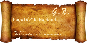 Gogolák Norbert névjegykártya